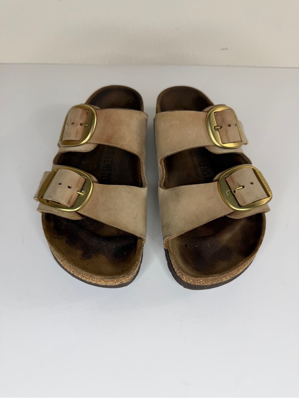Birkenstock Sandals Slides Women Size 38 US 7 Double Strap Tan Buckle Germany - Picture 11 of 16